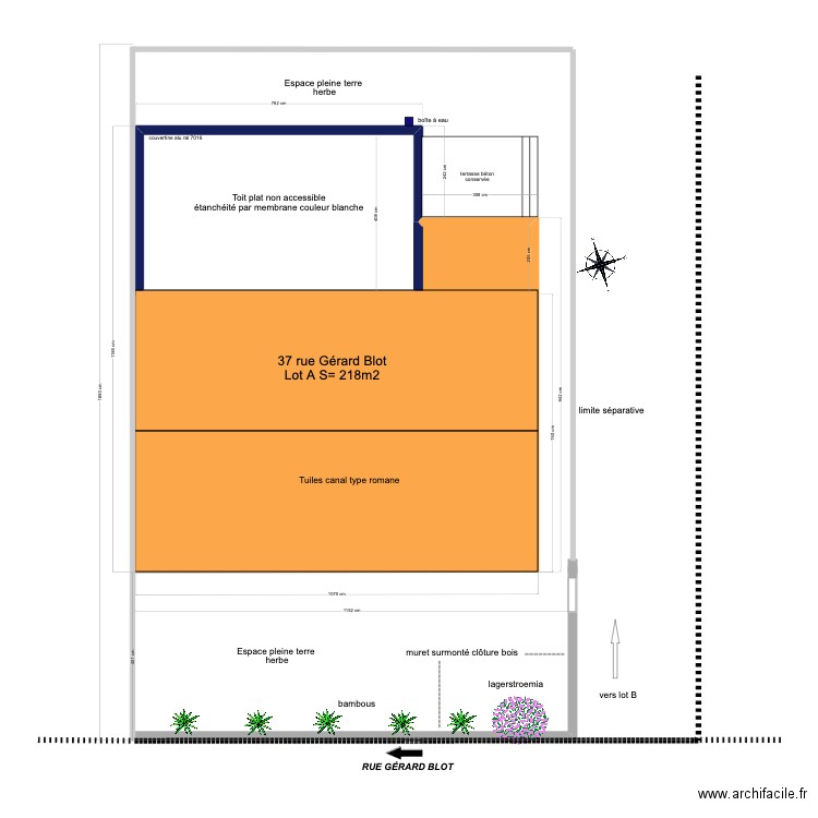 plan de masse initial dp finale. Plan de 2 pièces et 107 m2