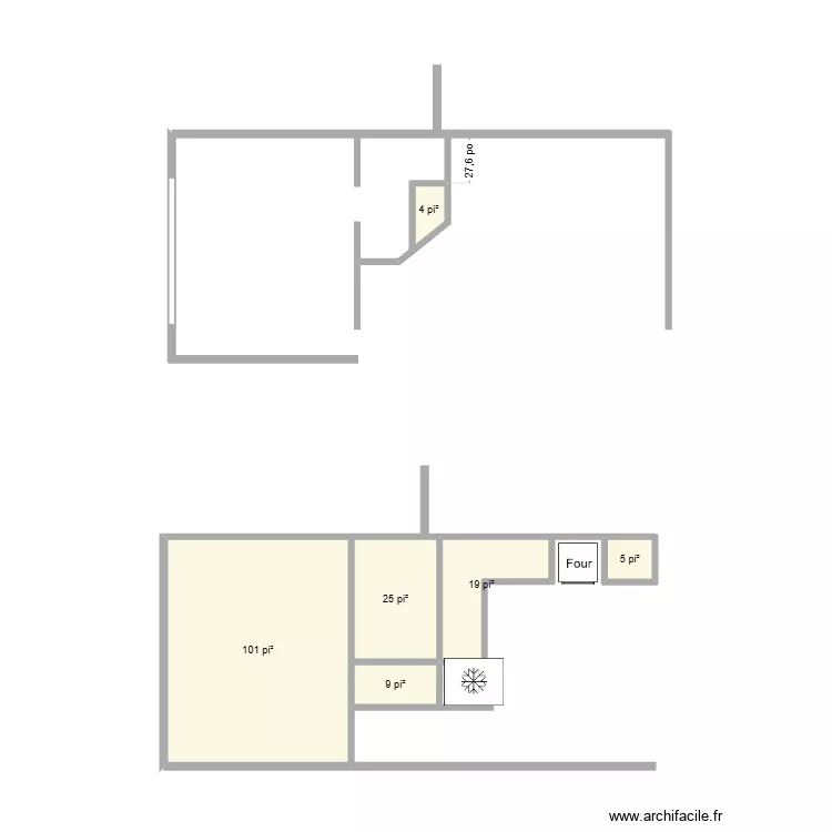 usa. Plan de 6  et 15 m²