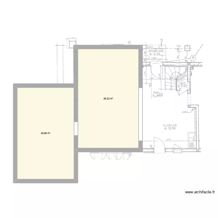 Salon agrand.. Plan de 2 et 49 m² Salon agrand.. Plan de 2 et 49 m²