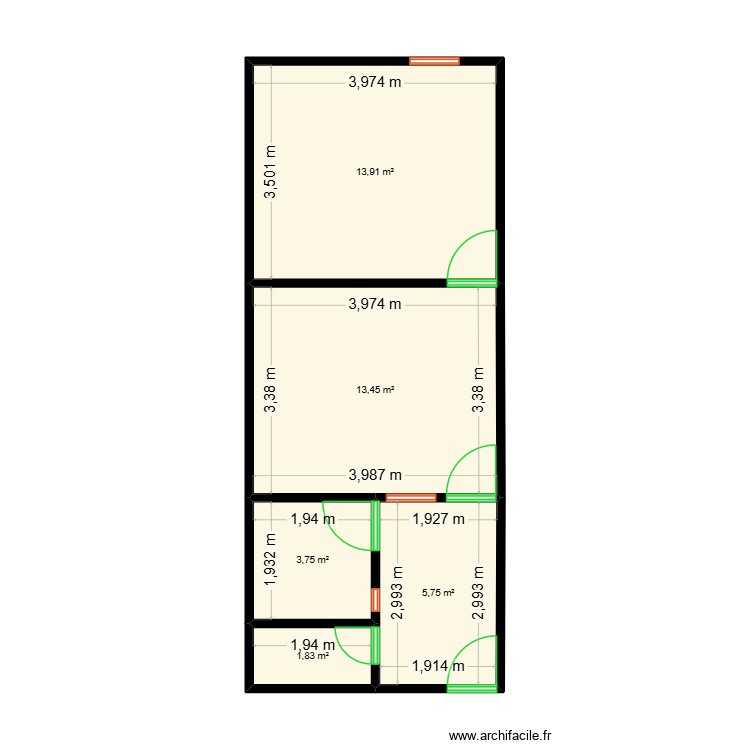 chambre et salon. Plan de 0 pièce et 0 m2