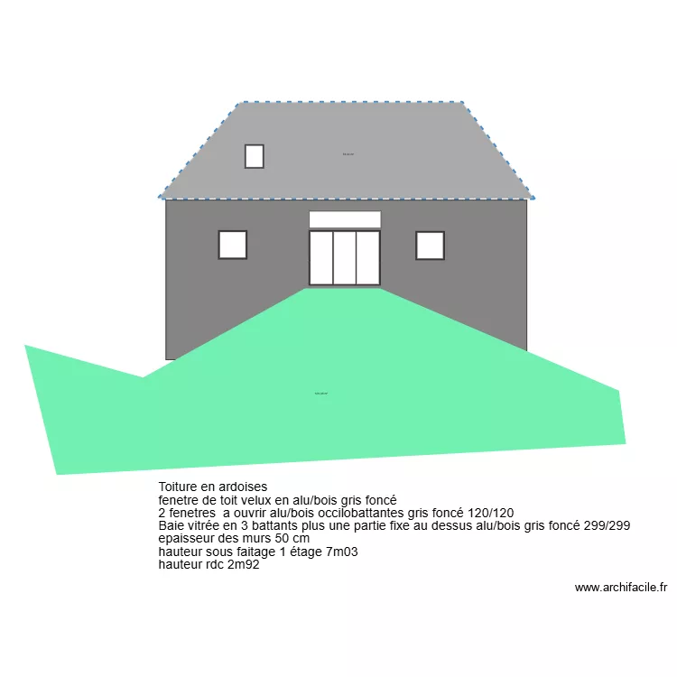 facade ouest. Plan de facade ouest. Plan de