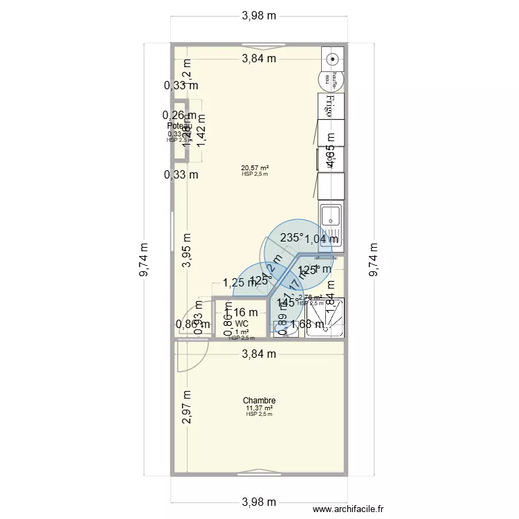foulans R+2 Droite. Plan de 5  et 36 m²