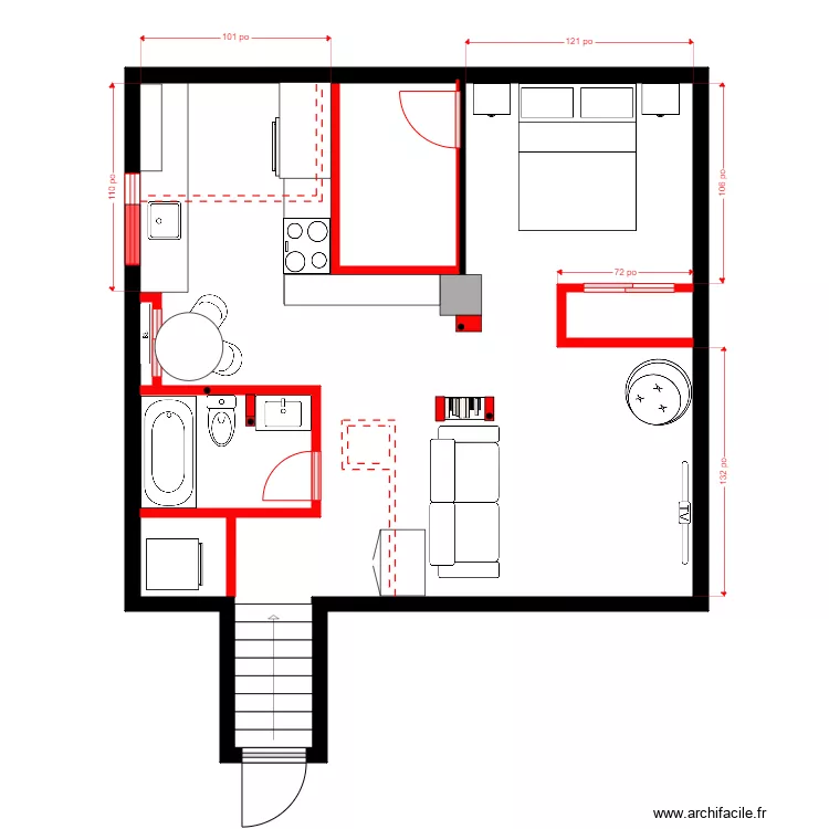 Lavoie Sous-Sol 1.1. Plan de 1 pièce et 53 m²