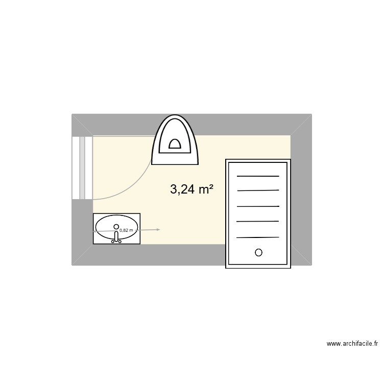 vhvvv. Plan de 1 pièce et 3 m2