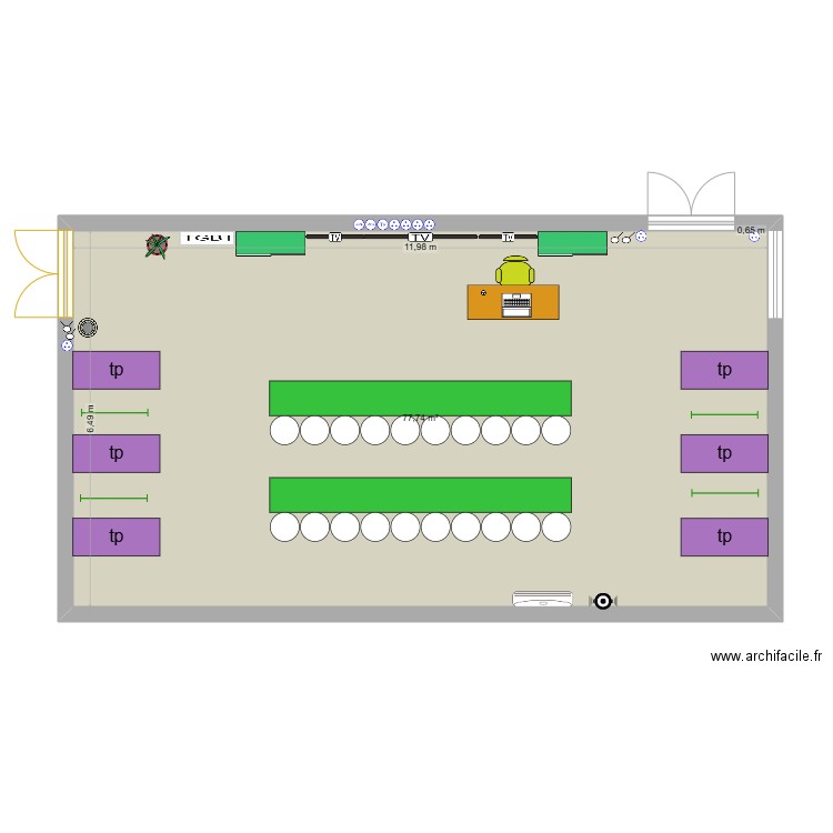 aménagement salle de casse. Plan de 1 pièce et 78 m2