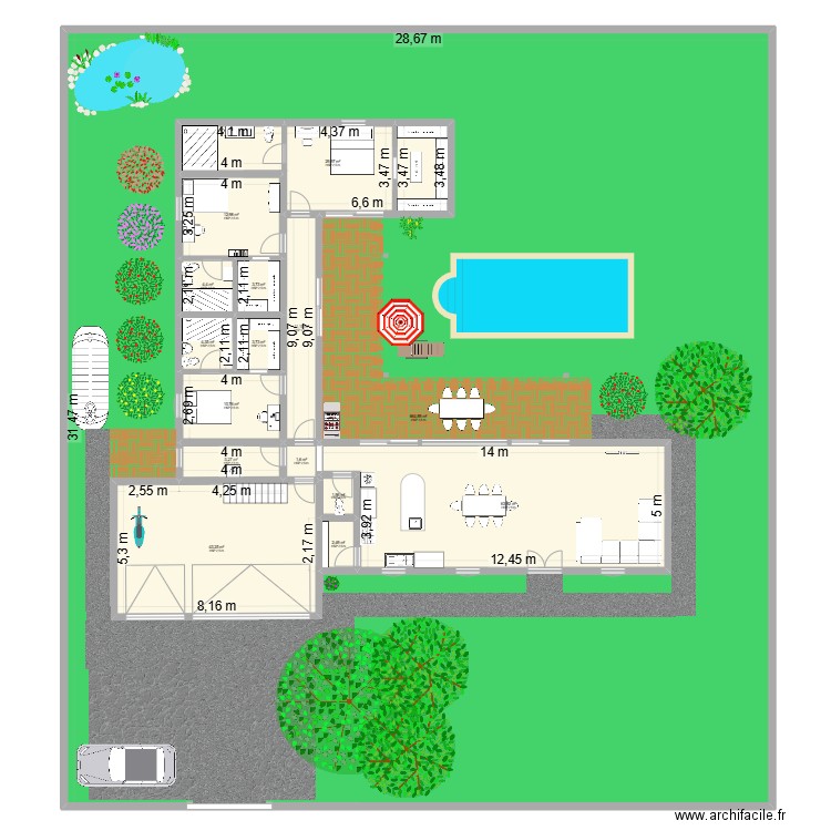 home. Plan de 18 pièces et 1493 m2