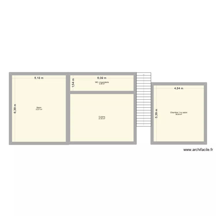 RDC BUISSON. Plan de 4 pièces et 96 m² RDC BUISSON. Plan de 4 pièces et 96 m²