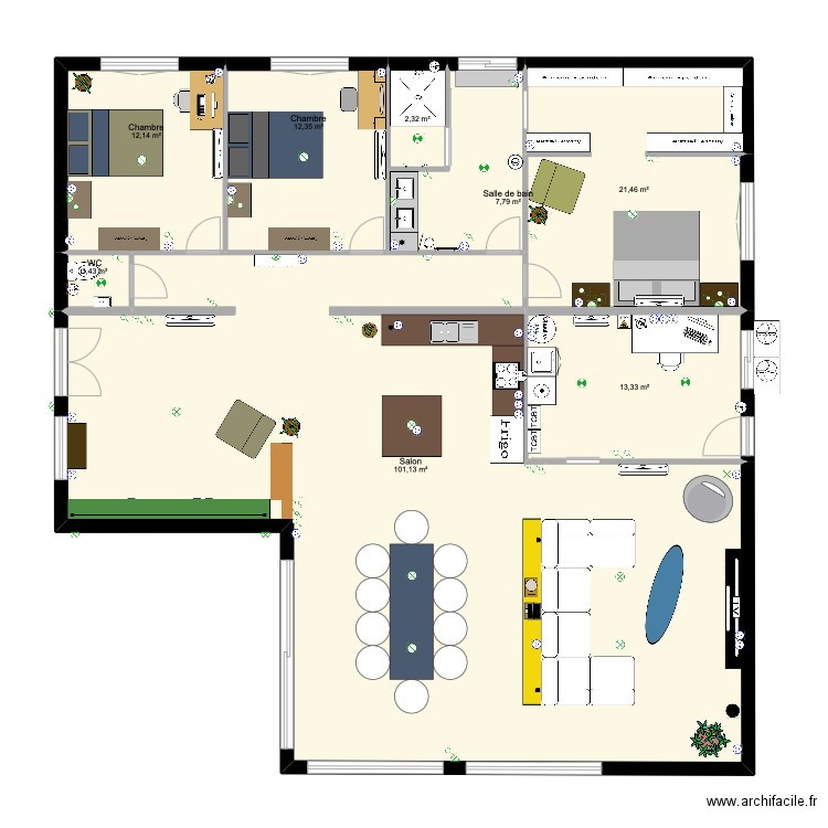 projet 4. Plan de 8 pièces et 172 m2
