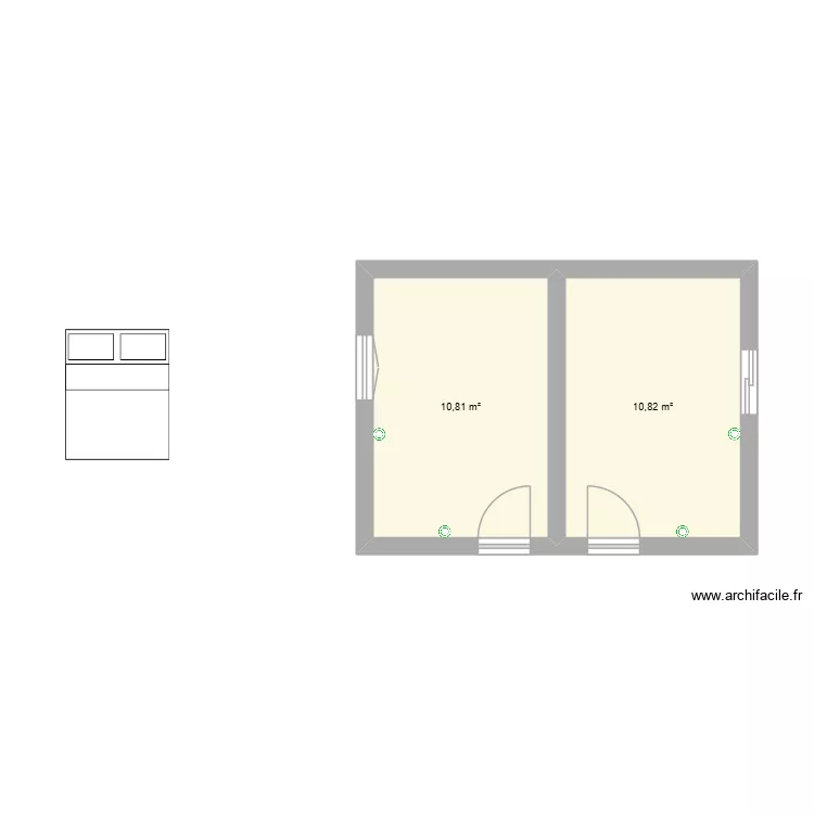 Chambre. Plan de 2  et 22 m²