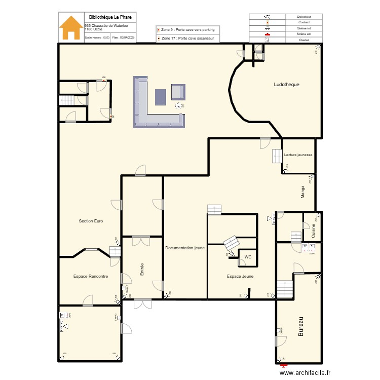 Bibli Phare. Plan de 18 pièces et 469 m2
