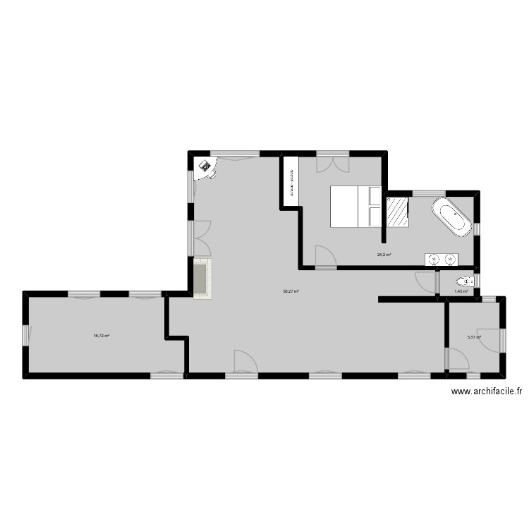 grangues. Plan de 5 pièces et 104 m2
