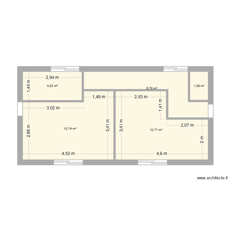 PLAN ETAGE Sept 25. Plan de 5 pièces et 39 m2