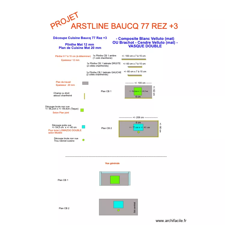 Projet Découpe Cuisine Baucq 77 Rez+3. Plan de Projet Découpe Cuisine Baucq 77 Rez+3. Plan de