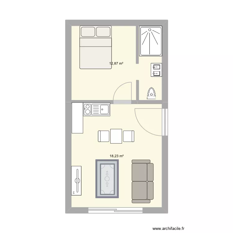 Studio. Plan de 2 Pièces et 31 m² Studio. Plan de 2 Pièces et 31 m²