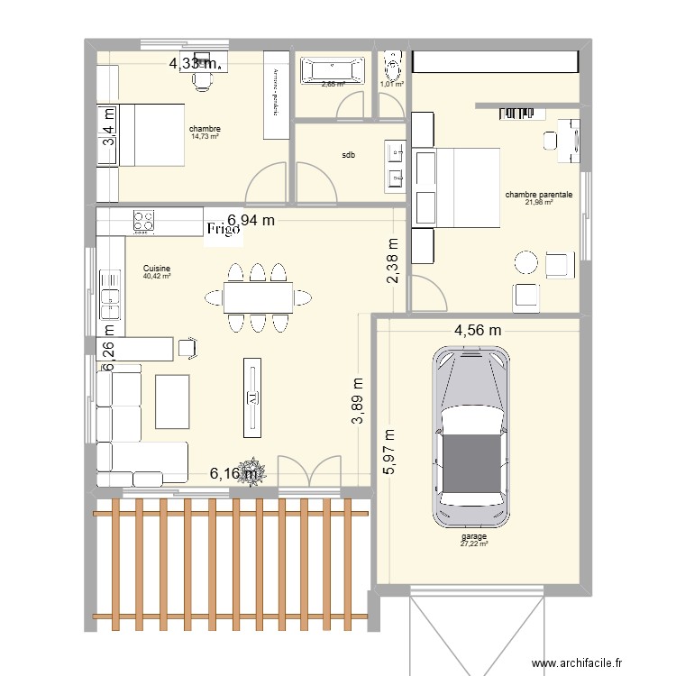 plan F3. Plan de 7 pièces et 113 m2