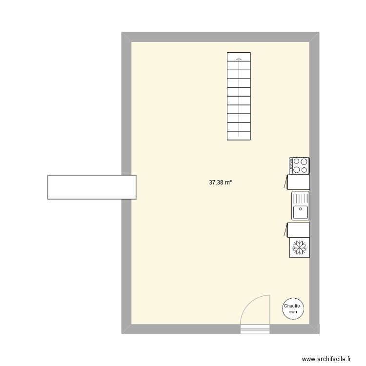 Plan 1. Plan de 1 pièce et 37 m2