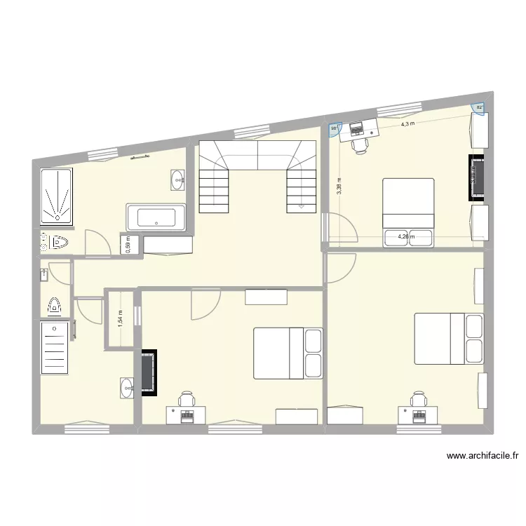 DH - 2eme etage 17/08/26. Plan de 4  et 92 m²