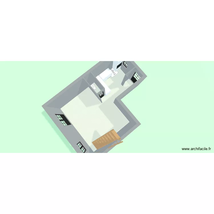 RDC projection. Plan de 1  et 36 m²