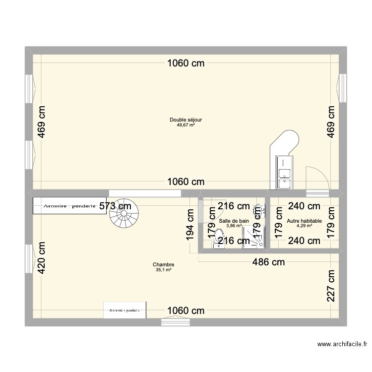 VINCENDEAU R+1. Plan de 4 pièces et 93 m2