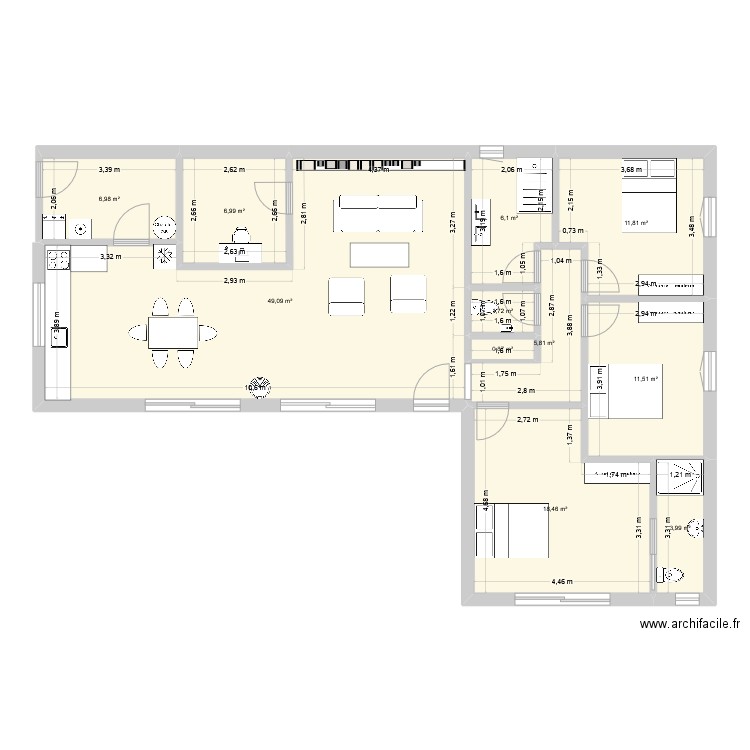 neullyII. Plan de 11 pièces et 123 m2