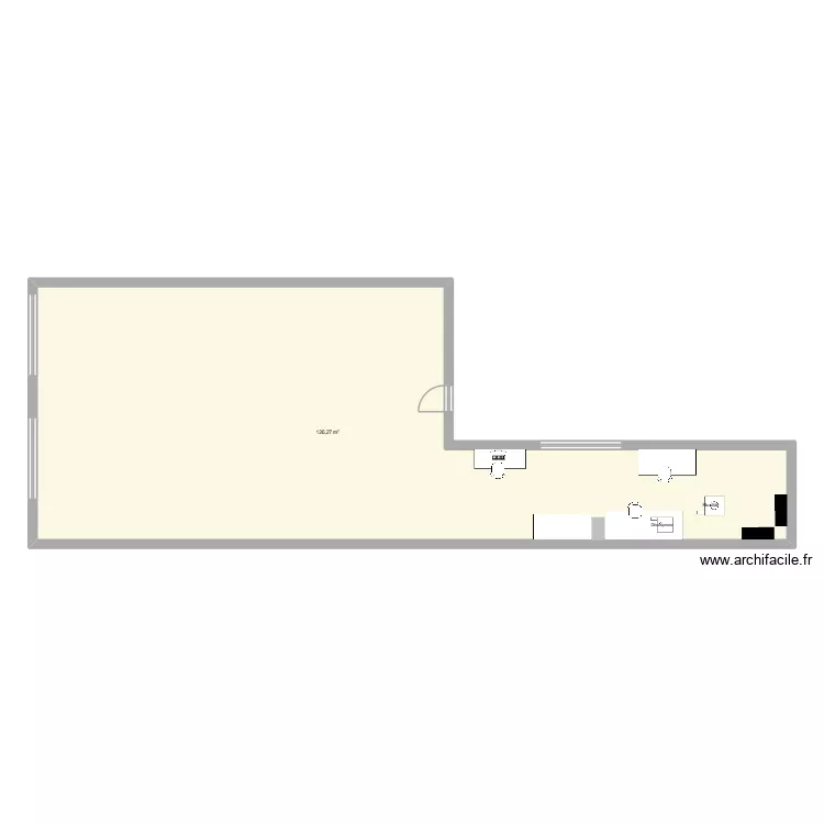 Quai/atelier. Plan de 1  et 126 m²