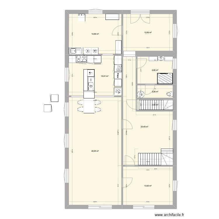 PLAN CARO rdc2. Plan de 9 pièces et 133 m2