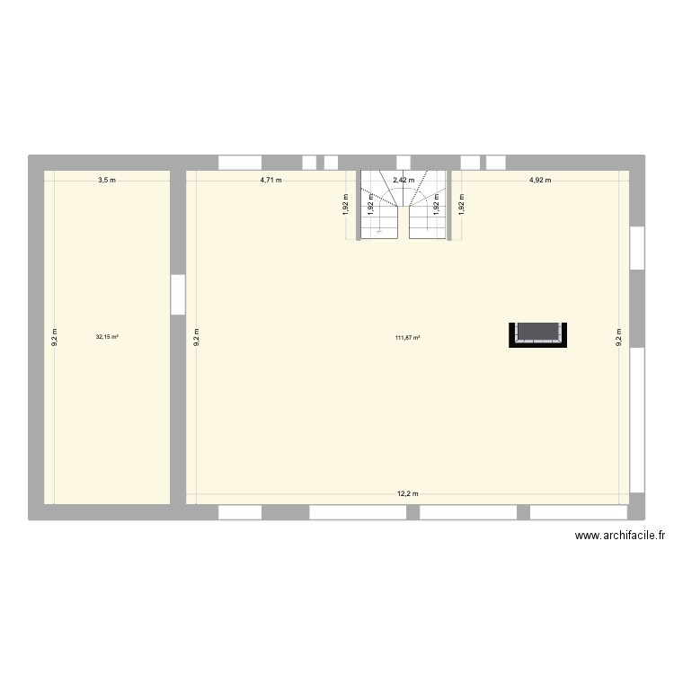 8 IMP plan des murs. Plan de 2 pièces et 144 m2