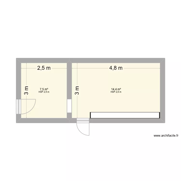 plan hortense 1. Plan de 2  et 22 m²