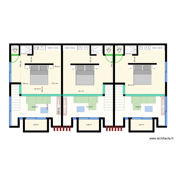 LOFT AVEC 03 CHAMBRES AU R+1. Plan de 0 pièce et 0 m2
