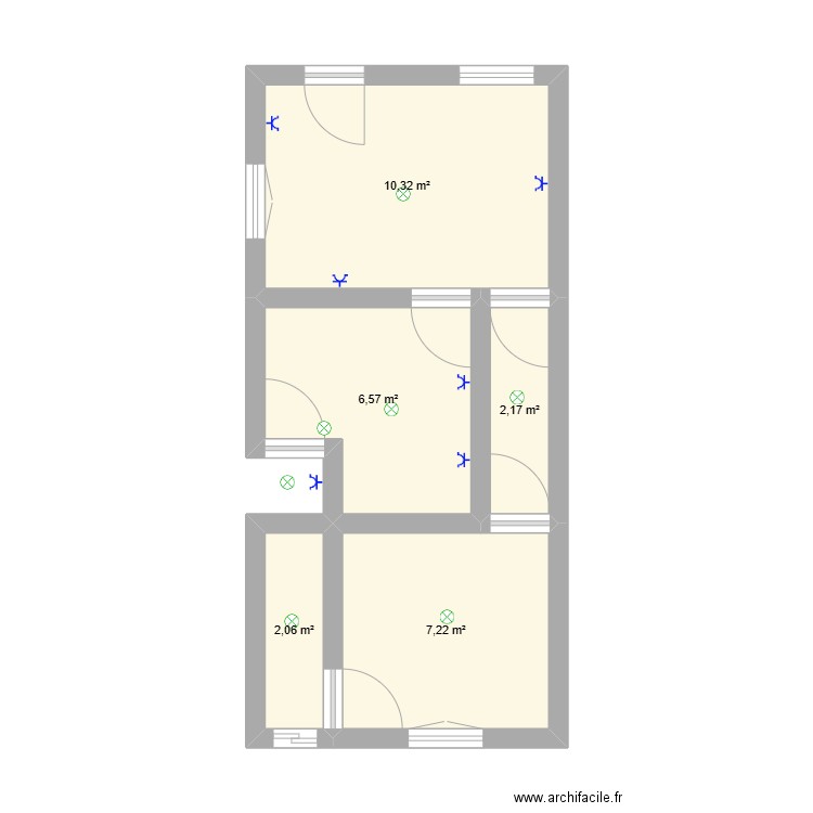 kitoko. Plan de 5 pièces et 28 m2