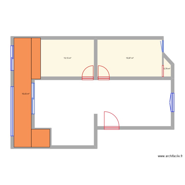 ade02. Plan de 4 pièces et 45 m2