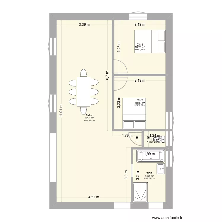 Jassans Riottier - renovation 2. Plan de 5 pièces et 71 m² Jassans Riottier - renovation 2. Plan de 5 pièces et 71 m²