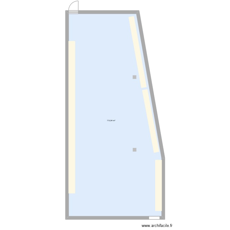 Plan magasin fini. Plan de 1 pièce et 116 m2
