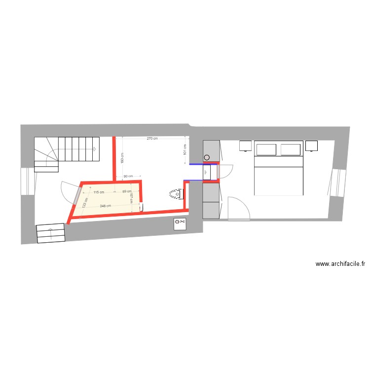 chardonne. Plan de 1 pièce et 2 m2