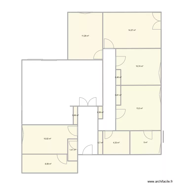 Appart V2. Plan de 14 pièces et 80 m²