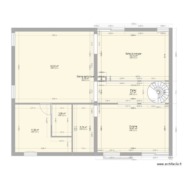 Plein pieds petit. Plan de 18 pièces et 143 m2