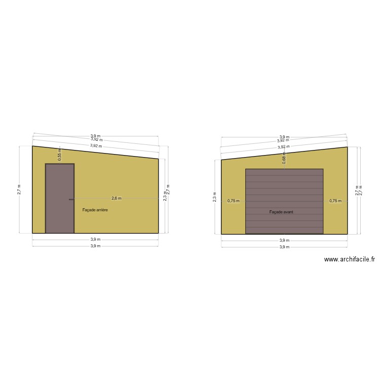 Façades. Plan de 0 pièce et 0 m2
