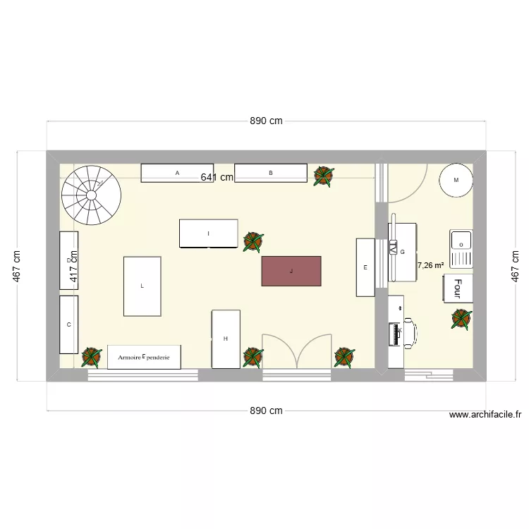 PLAN MAGASIN. Plan de 2 pièces et 34 m²