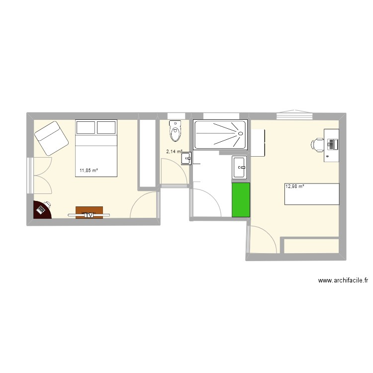 SB/WC. Plan de 0 pièce et 0 m2