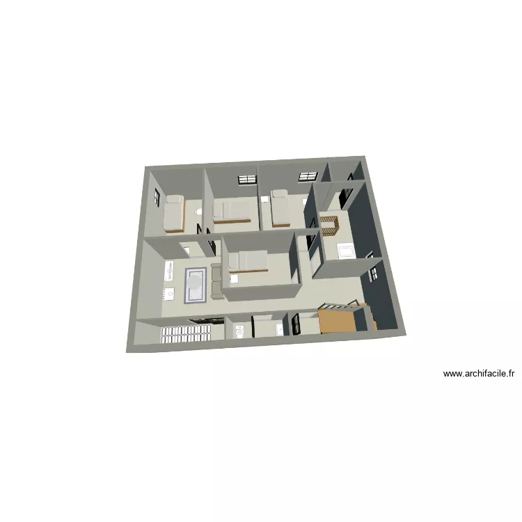 Sous-sol Maison. Plan de 10 Pièces et 67 m²