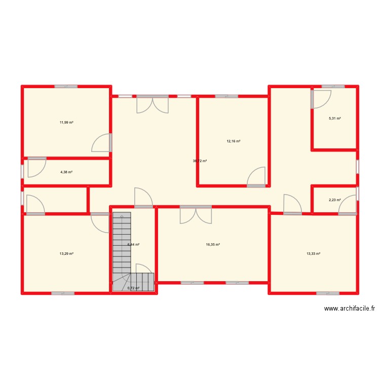 Etage LAMBAYE. Plan de 11 pièces et 125 m2