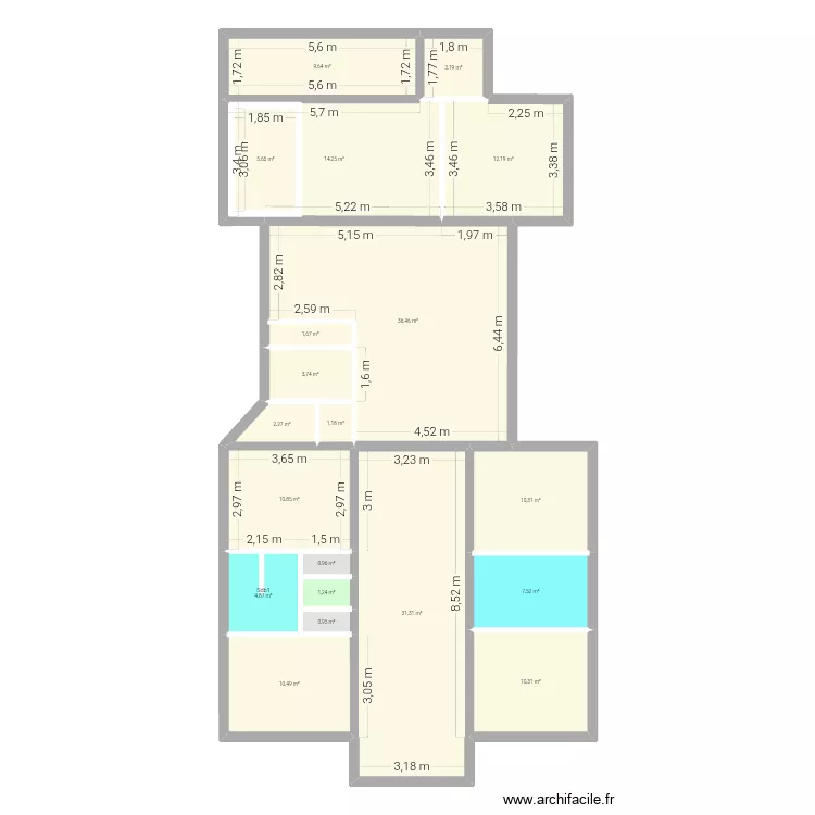 Mich2. Plan de 20  et 186 m²