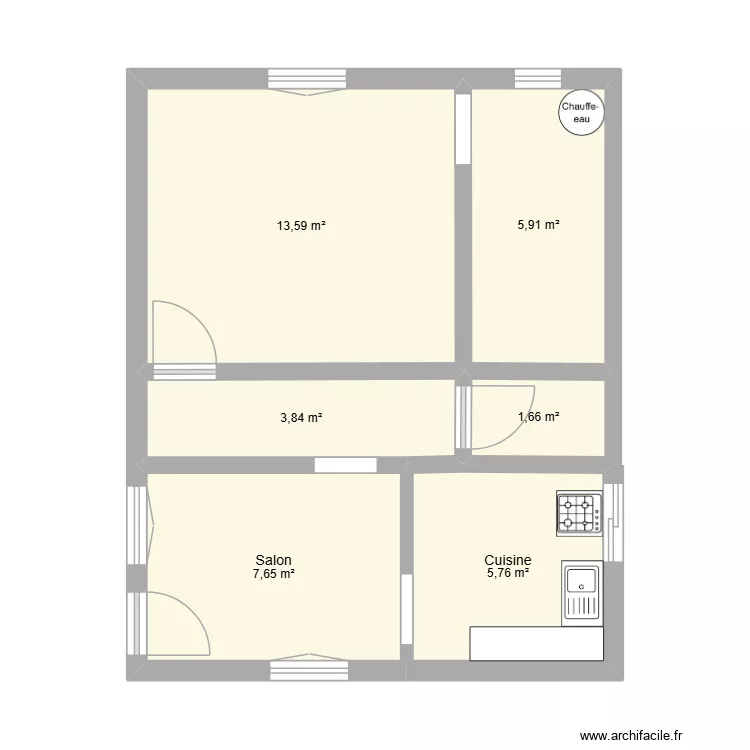Plan studio. Plan de 6  et 38 m²