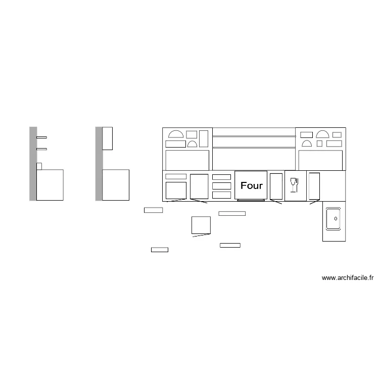 cuisine alcove. Plan de 