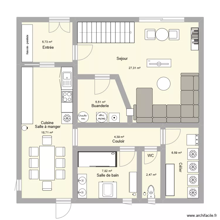 Saint Eutrope. Plan de 16  et 157 m²