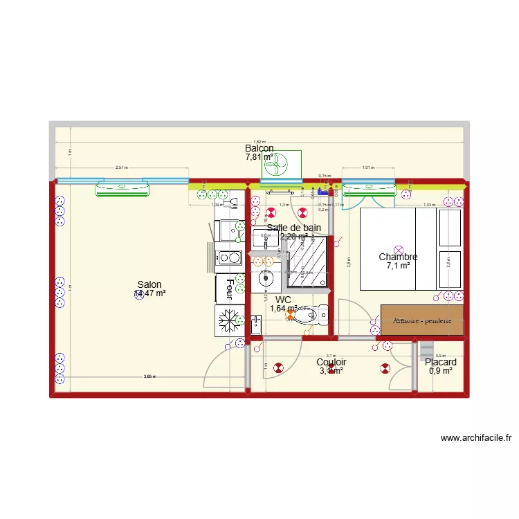 APPARTEMENT - 16 Waldeck ROUSSEAU - Electricit&eacute;. Plan de 7 pièces et 37 m²