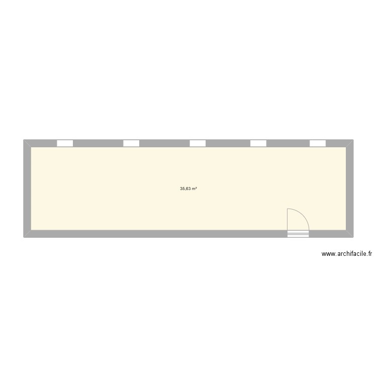 local FPT. Plan de 1 pièce et 36 m2
