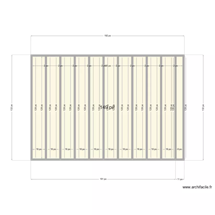 plancher poulailler. Plan de 1  et 14 m²