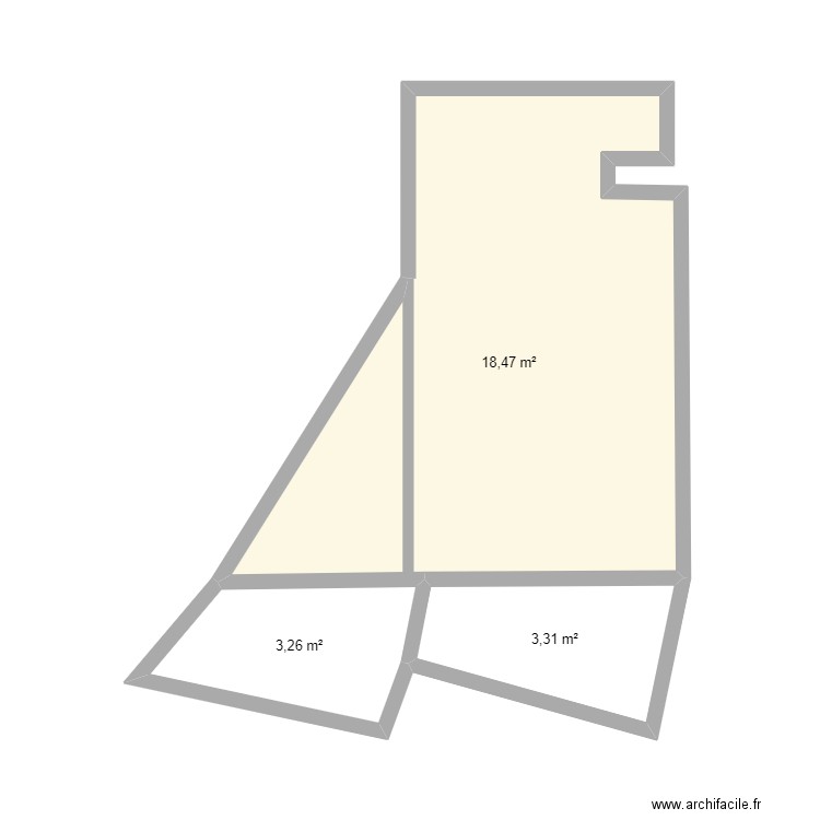 dhqte. Plan de 3 pièces et 25 m2