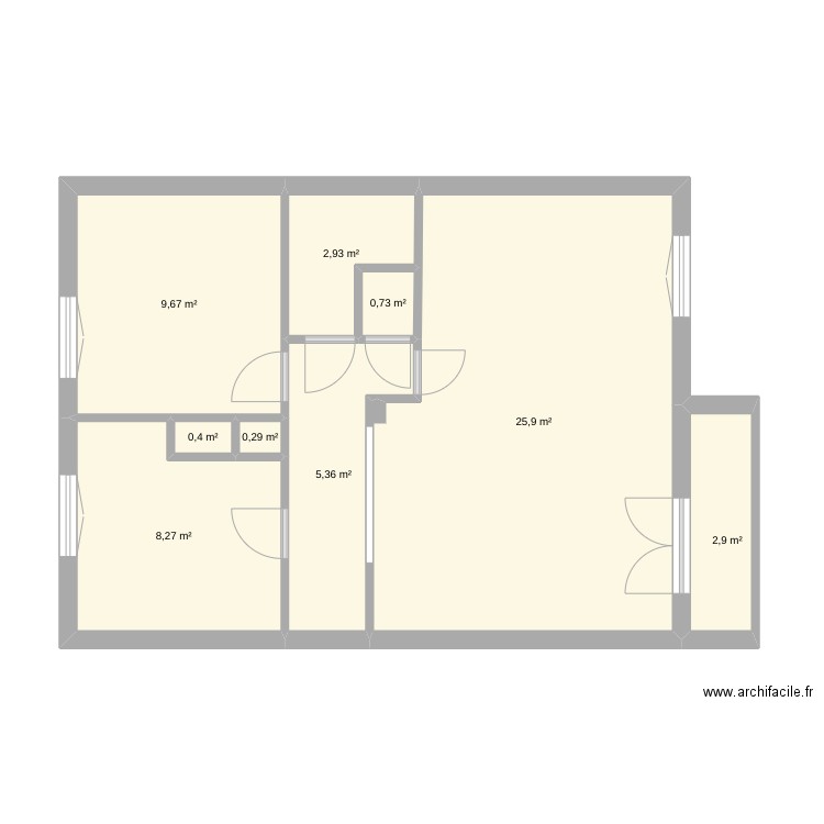patricia. Plan de 9 pièces et 56 m2